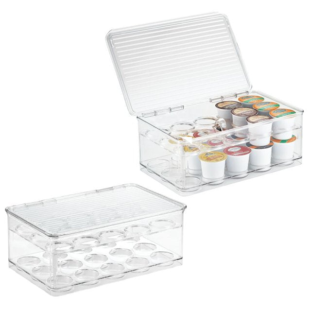 Linus Coffee Pod Stackable 2 Tier Box W/Lid Clear