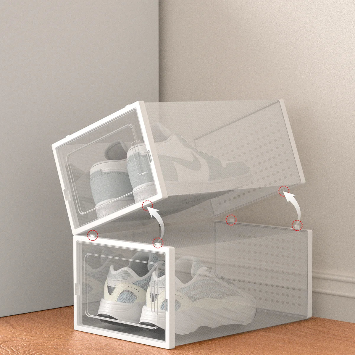 White - 12 Pack XL Stackable Shoe Organizer Boxes