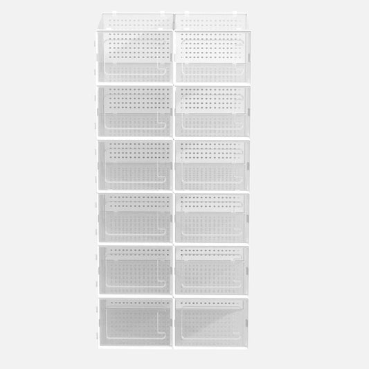 White - 12 Pack XL Stackable Shoe Organizer Boxes