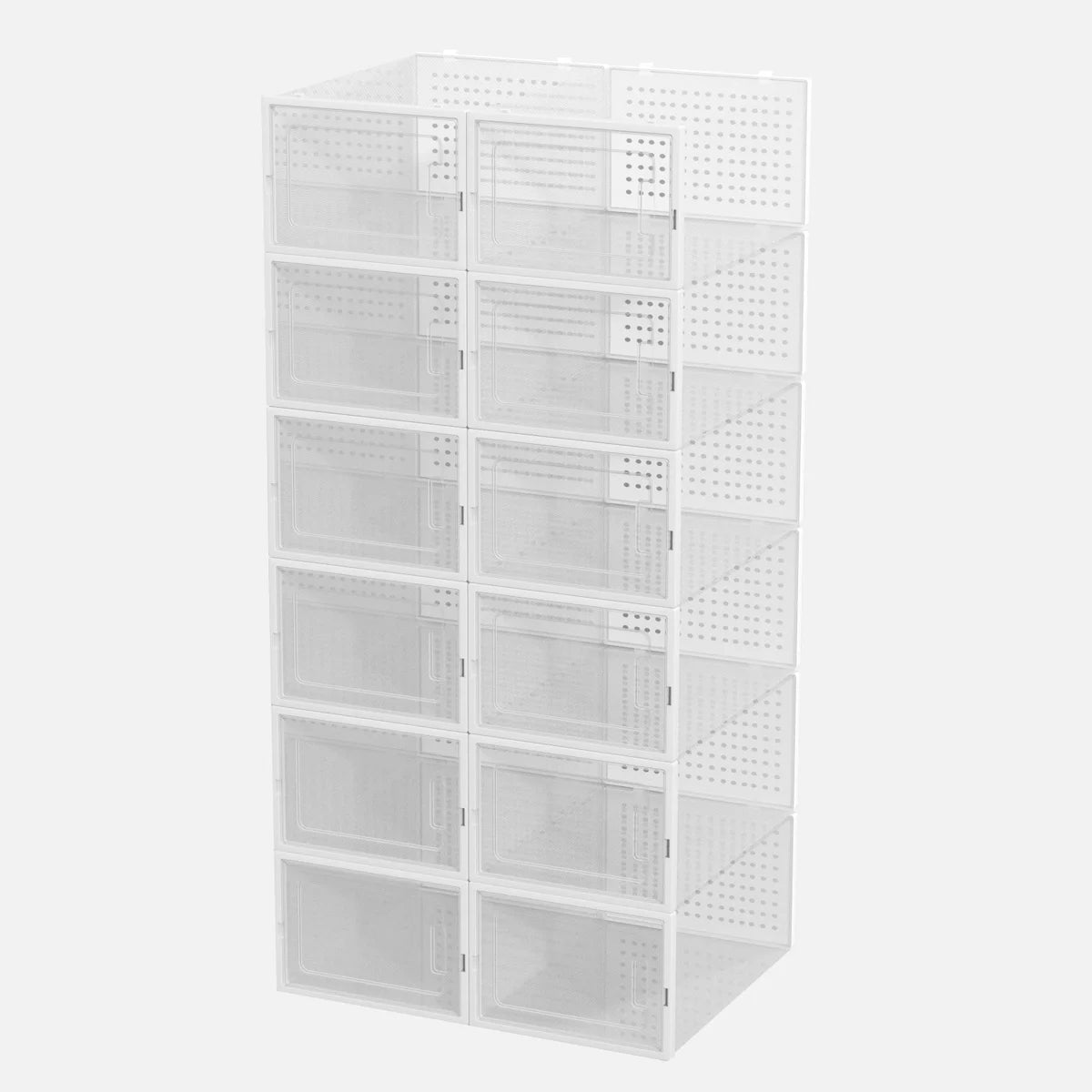 White - 12 Pack XL Stackable Shoe Organizer Boxes