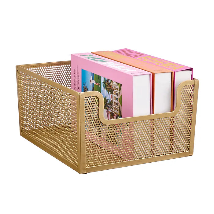 12 x 10 x 6 Frame Dip Front Basket Brass