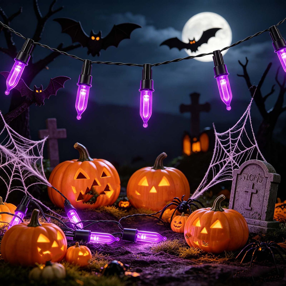 50pk Halloween Indoor Incandescent String Lights Purple