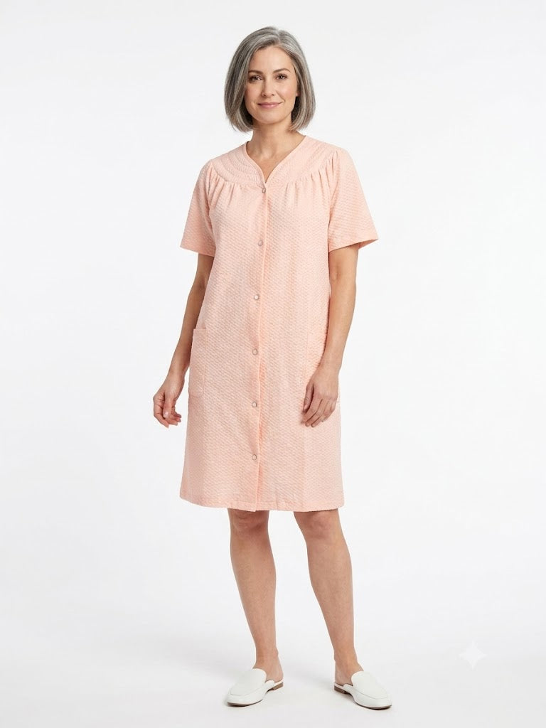 Ladies Trapunto Duster w /  Snaps & Pockets Salmon
