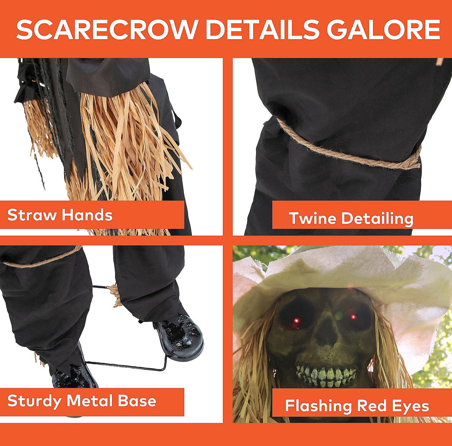 7 Ft. 6" Light-Up Lifting Skeleton Scarecrow