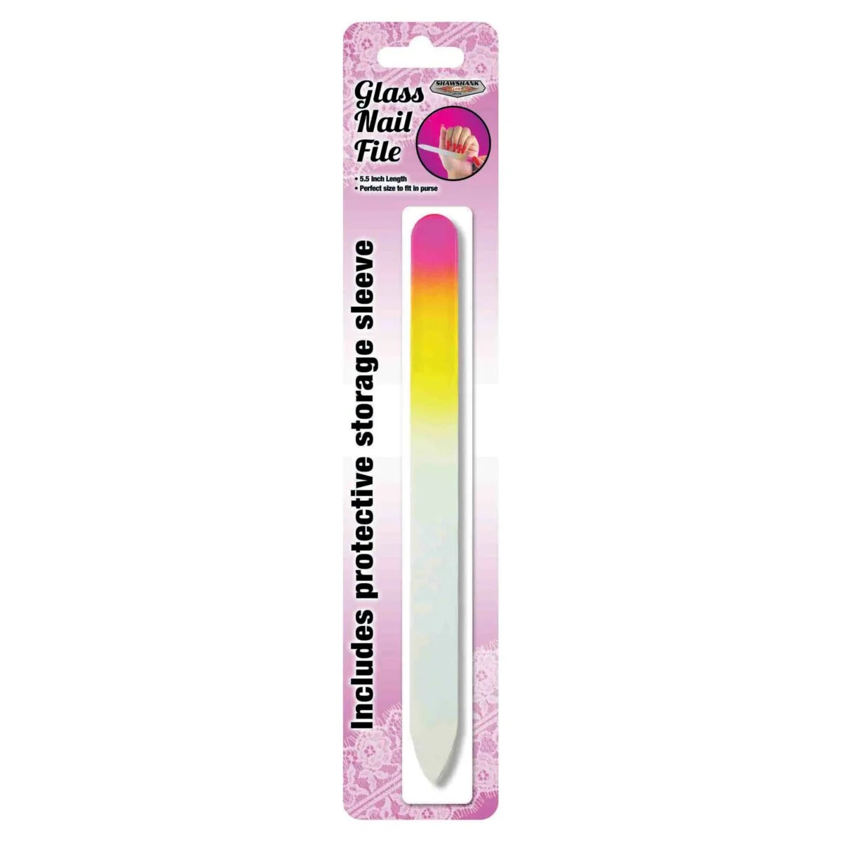 Glass Nail File w/White Sleeve