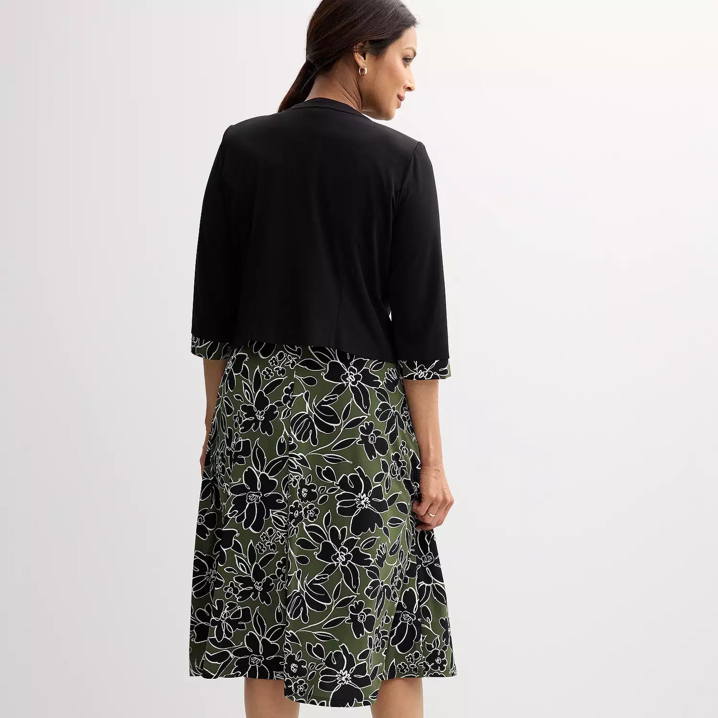 2-pc. Knit Jacket & Floral Dress Set - Sandra Darren