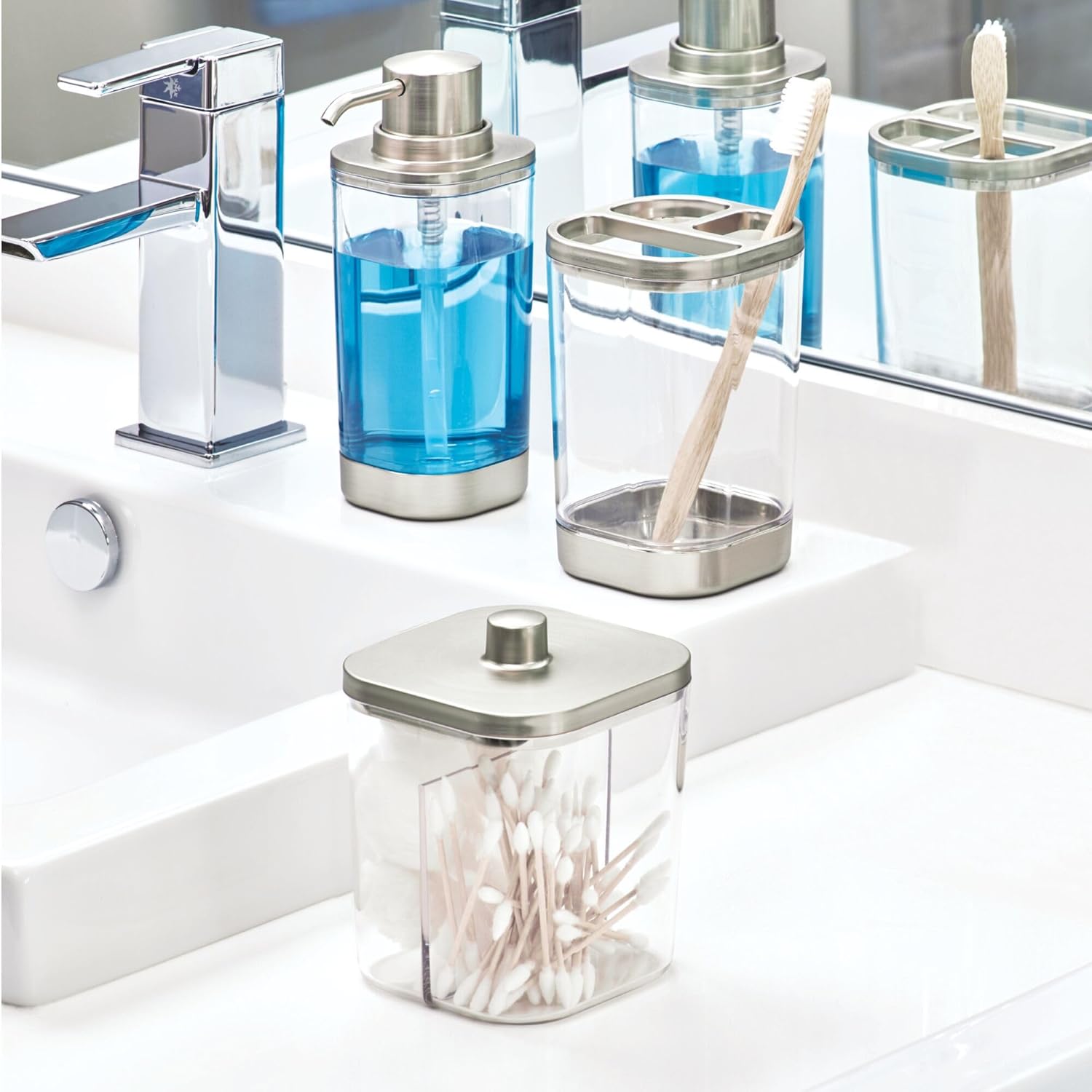 Ilyse Divided Canister Clear/ Brushed Nickel
