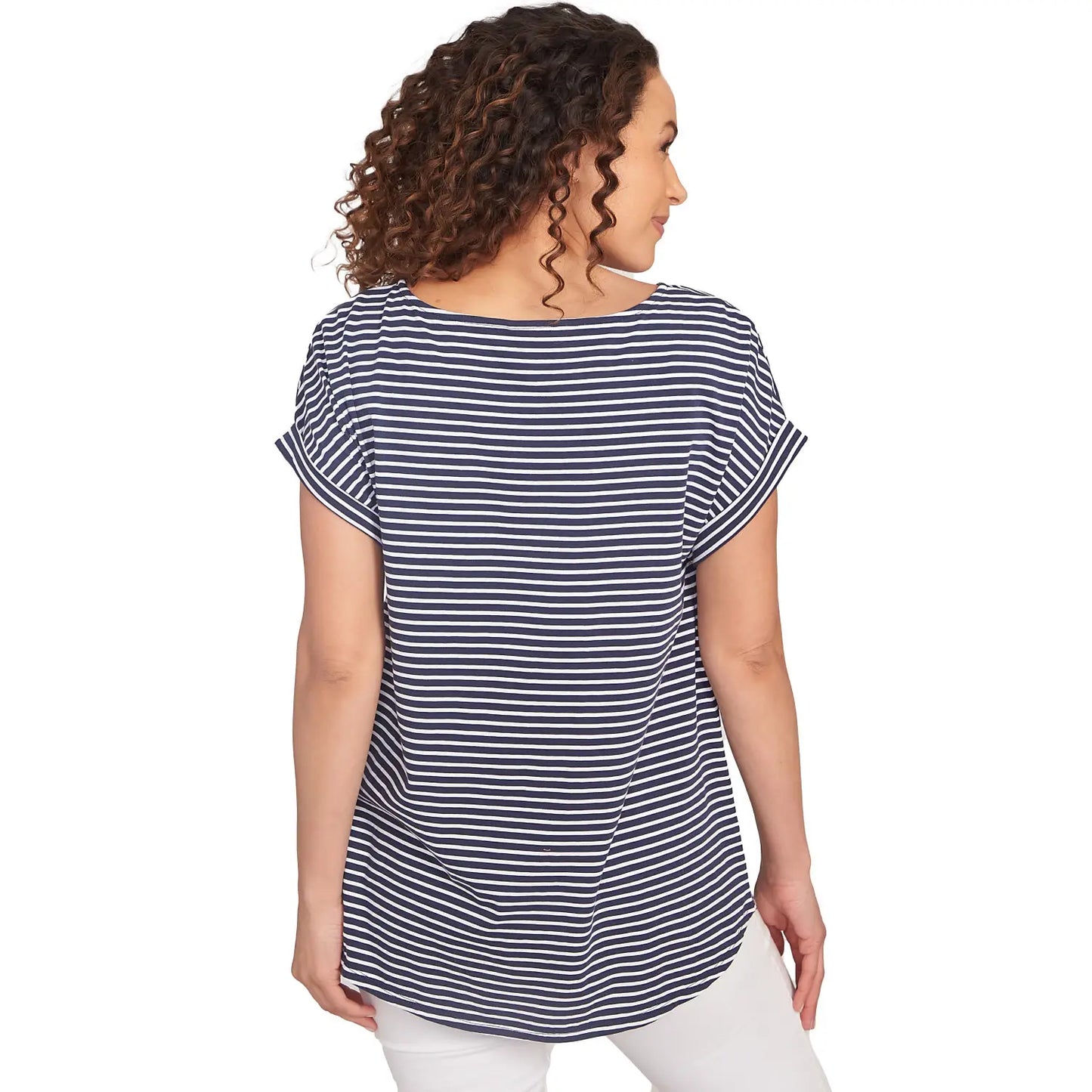 Floral Stripe Jersey Tee Navy Multi  - Ruby Rd