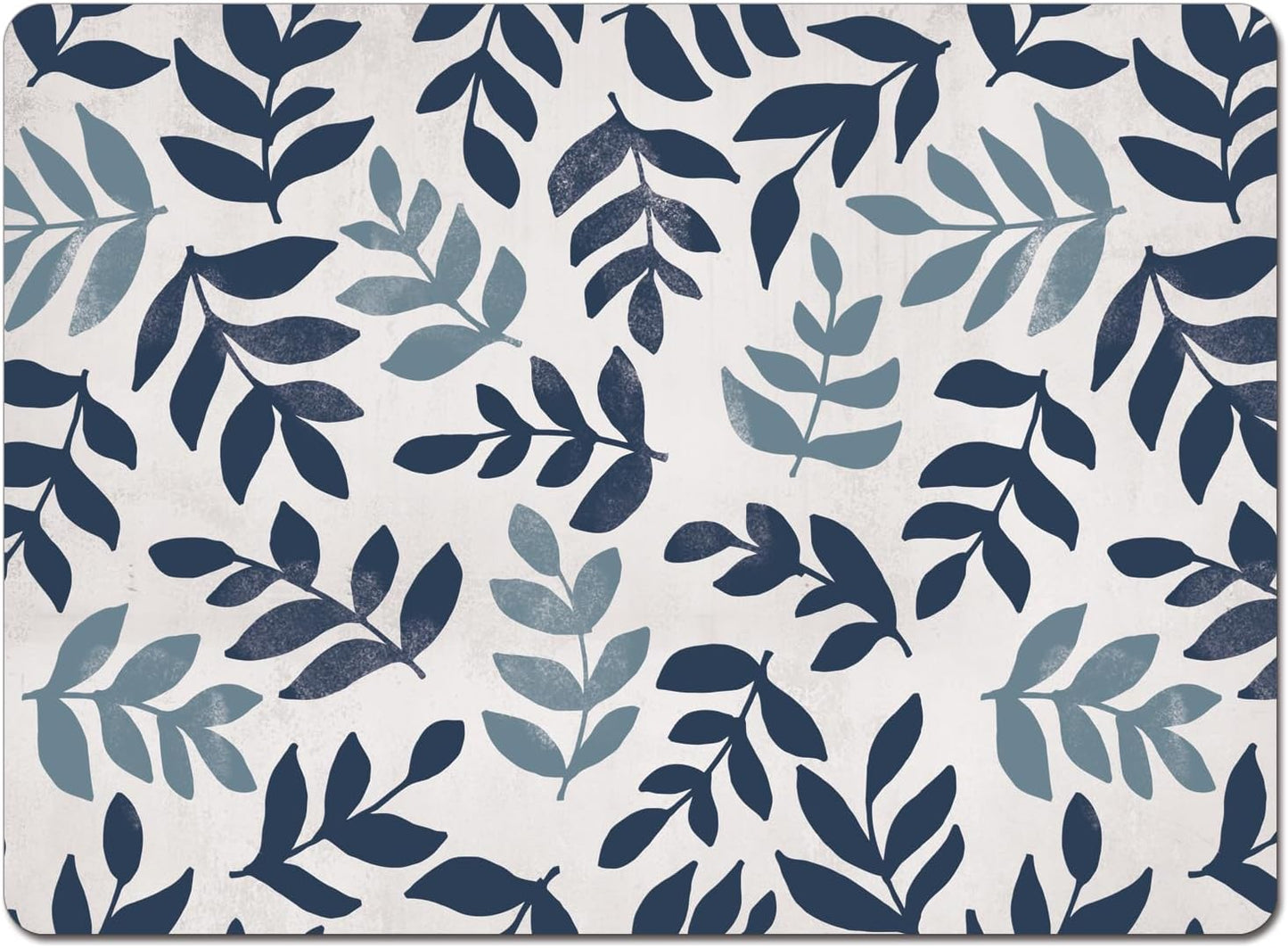 Meadow Blue Leaf Floral Hardboard Cork-Back Placemat Set of 4