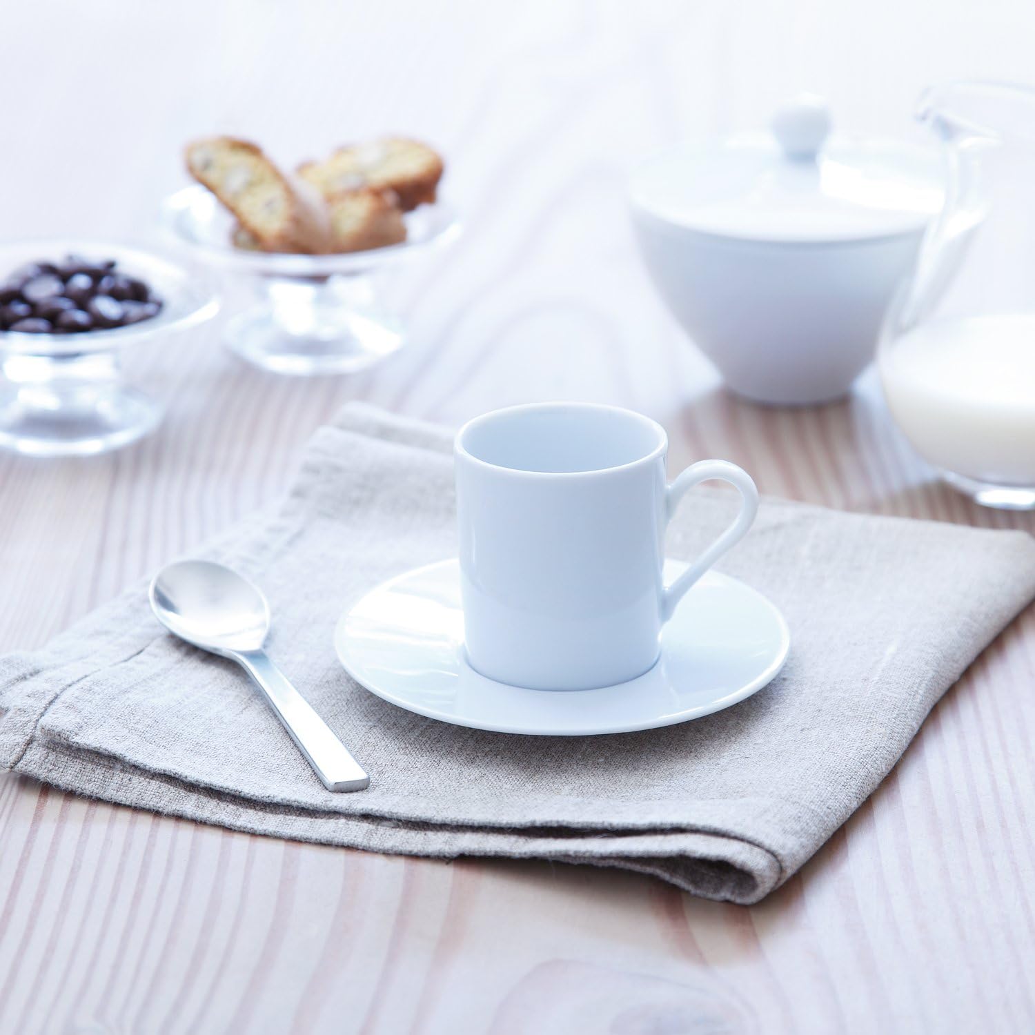 Cup and saucer set White, 12 pieces