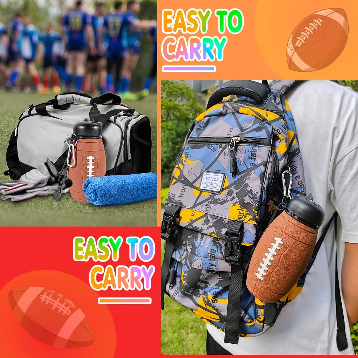 600ML Foldable Bottle Rugby