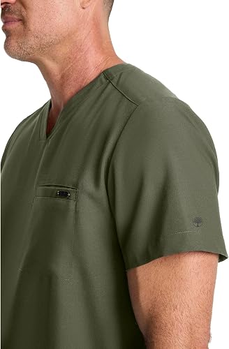 Top cuello V verde olivo