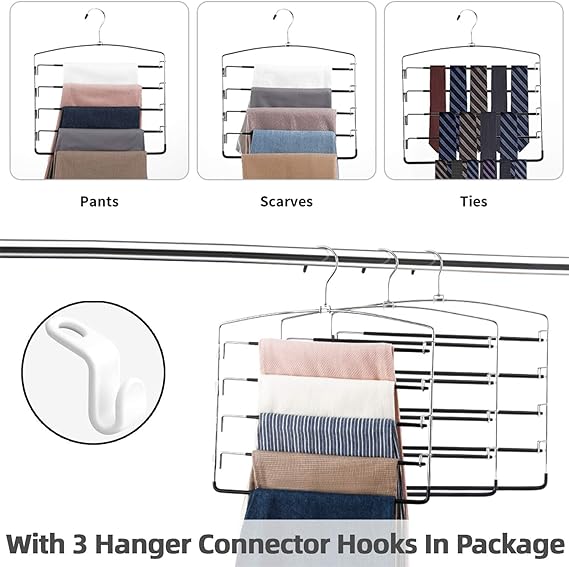 Black/Chrome S/2 4-Tier Pant  Hanger