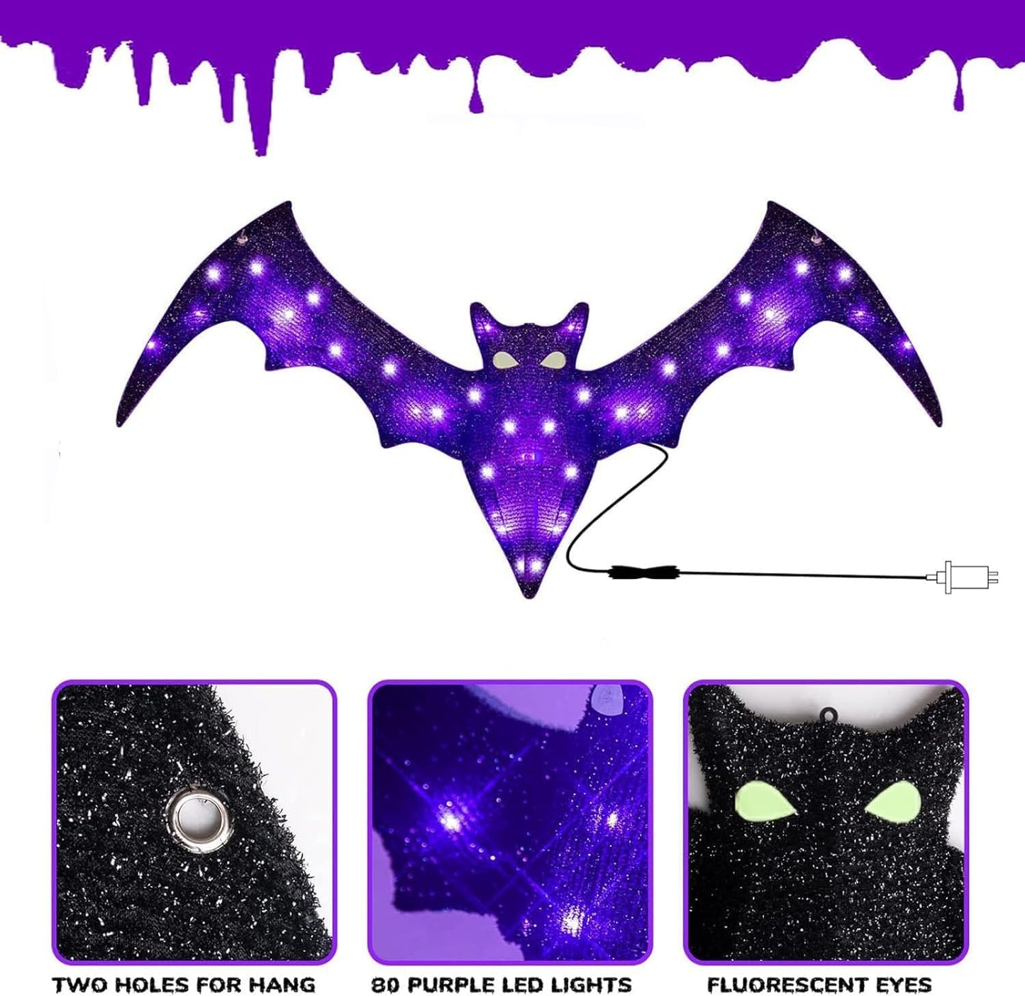 Bat w/Light  27.6" x 18.1" x 2"