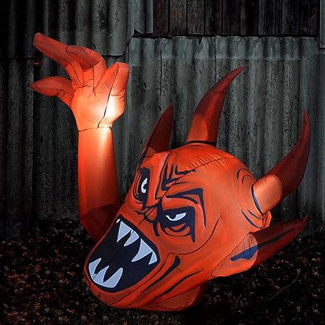 5FT Long Inflatable Red Devil Raise Hands