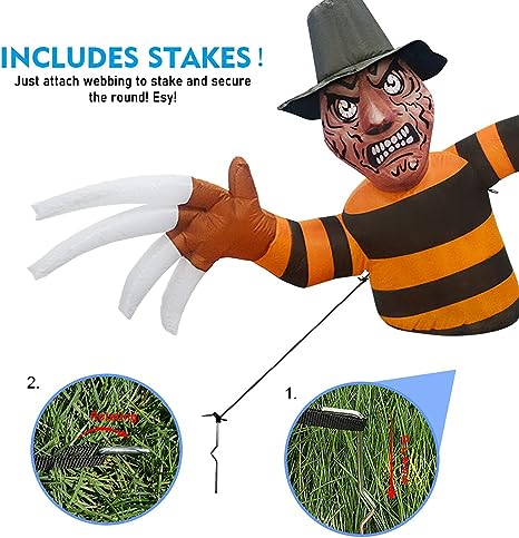 6.5 FT Long Inflatable Zombie Freddy Krueger