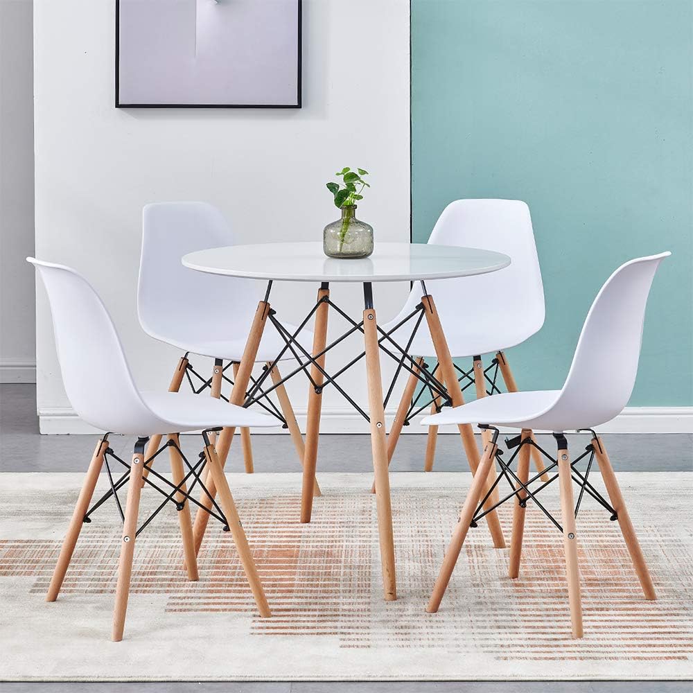 Modern Minimalist Small Round Table Casual Business White