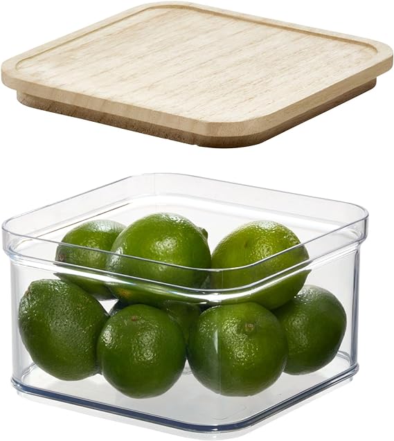 Crisp 6 x 6 Bin with Wood Lid Clear/Natural