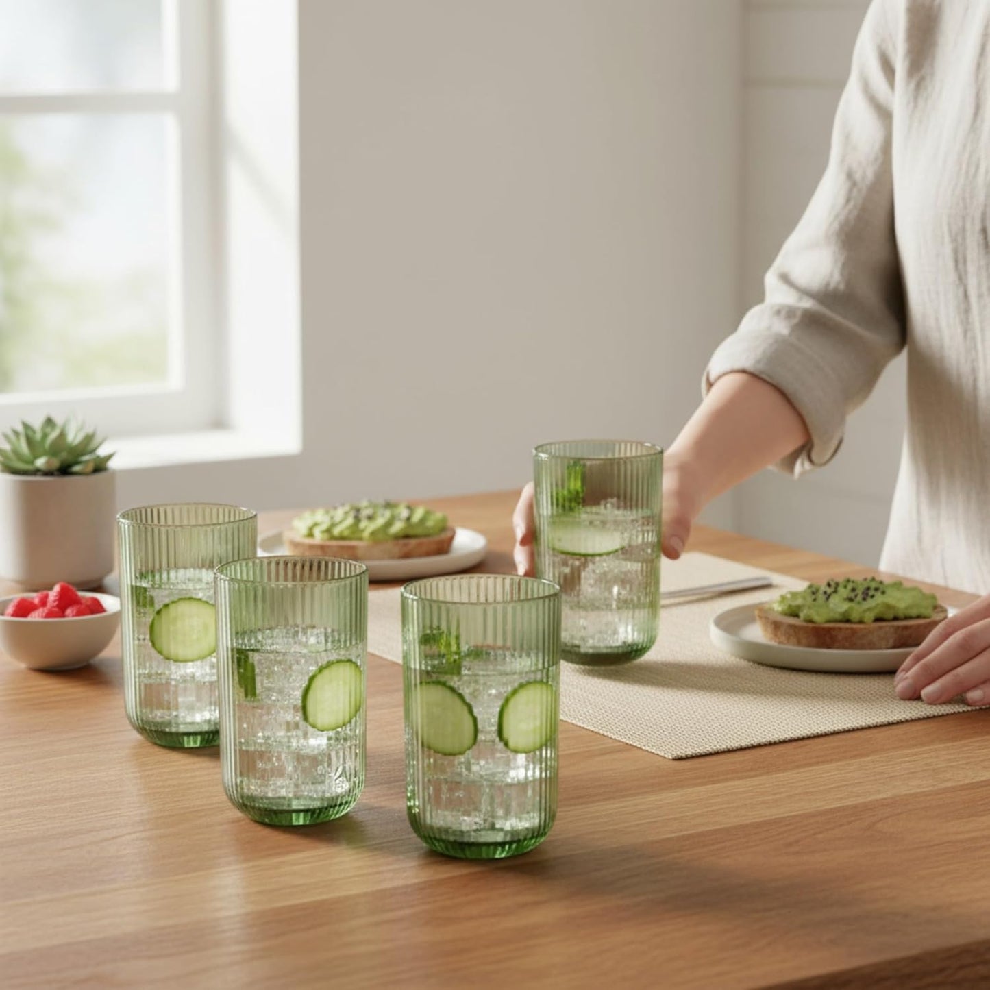 Glass 6pcs 410ml Green
