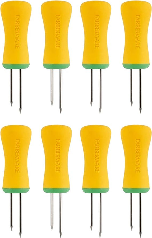 BBQ S8 Interlock Soft Grip Corn Holders, Yellow