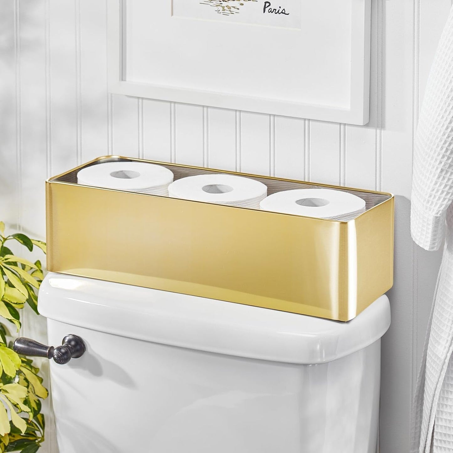 Patton Toilet Tissue Bin Brass  6 x 17 x 5 Steel