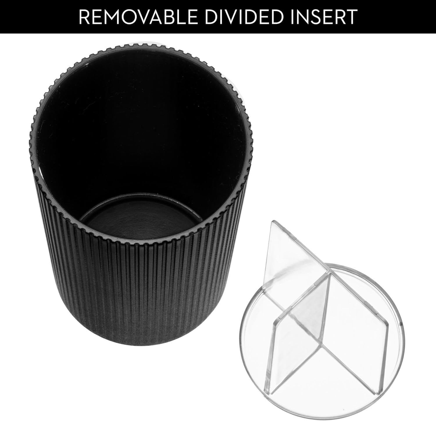 Fluted Soap Pump Set with Tray Black