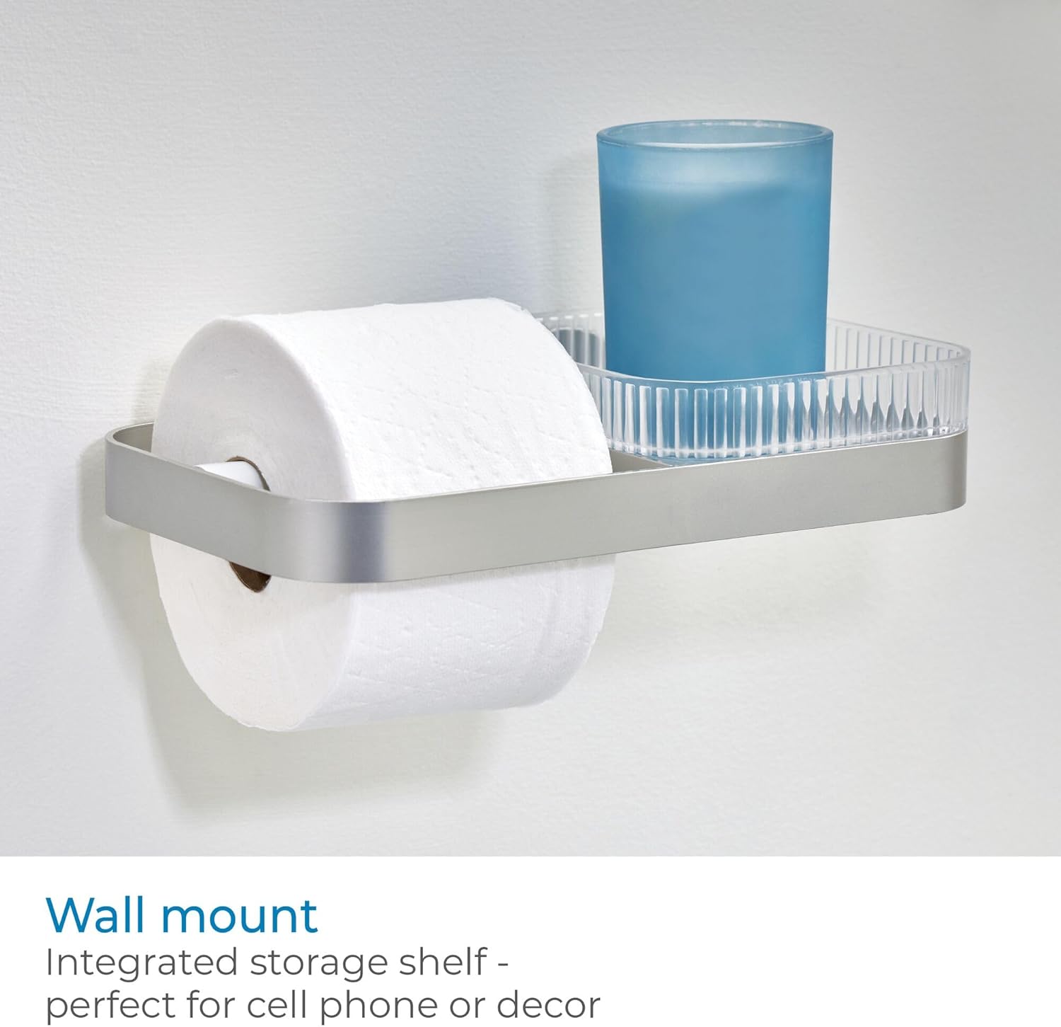 Fluted Wall - Mount Tissue Holder With Shelf
