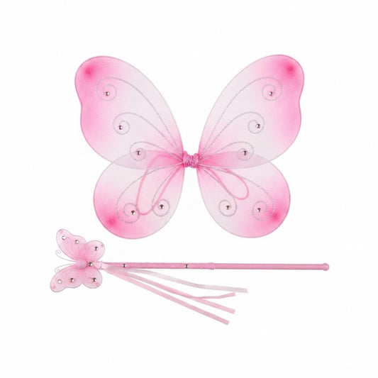 16" Pink Butterfly's Wings Wand Set