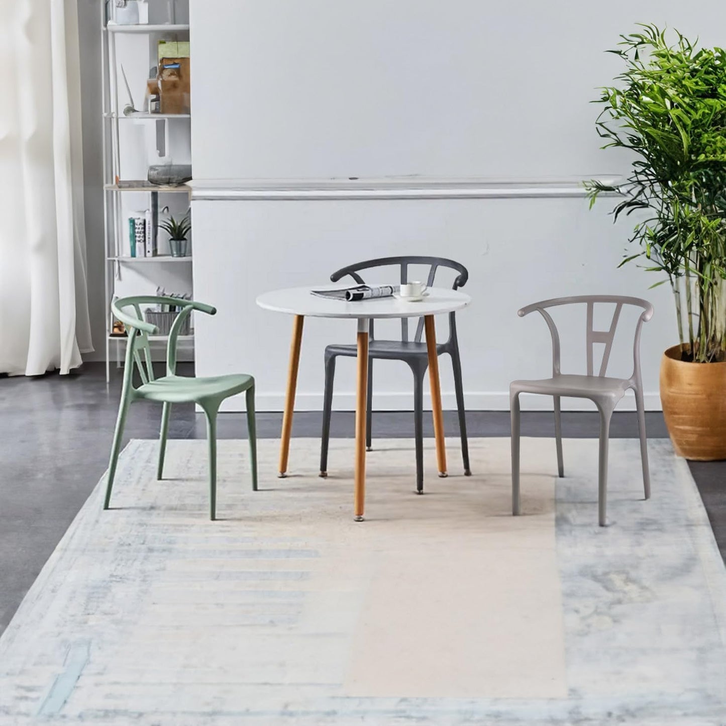 Nordic Style PP Plastic Dining Chair with Backrest Grey