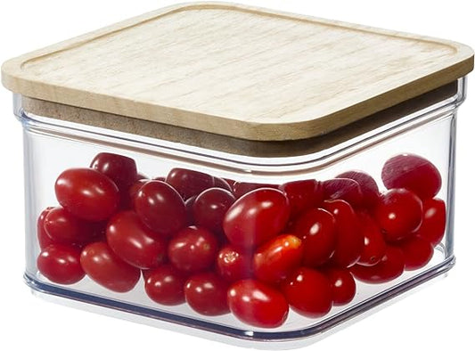 Crisp 6 x 6 Bin with Wood Lid Clear/Natural