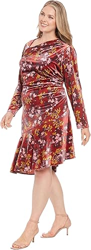 Pompeian Red/Deep Mauve Dress (Plus Size) - London Times