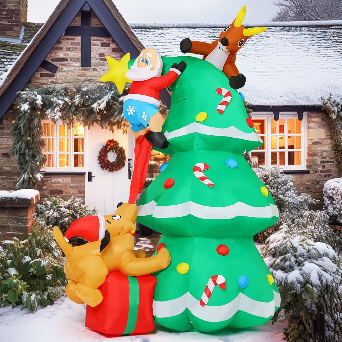 7.8FT Tall Inflatable Christmas Tree Santa with Gifts
