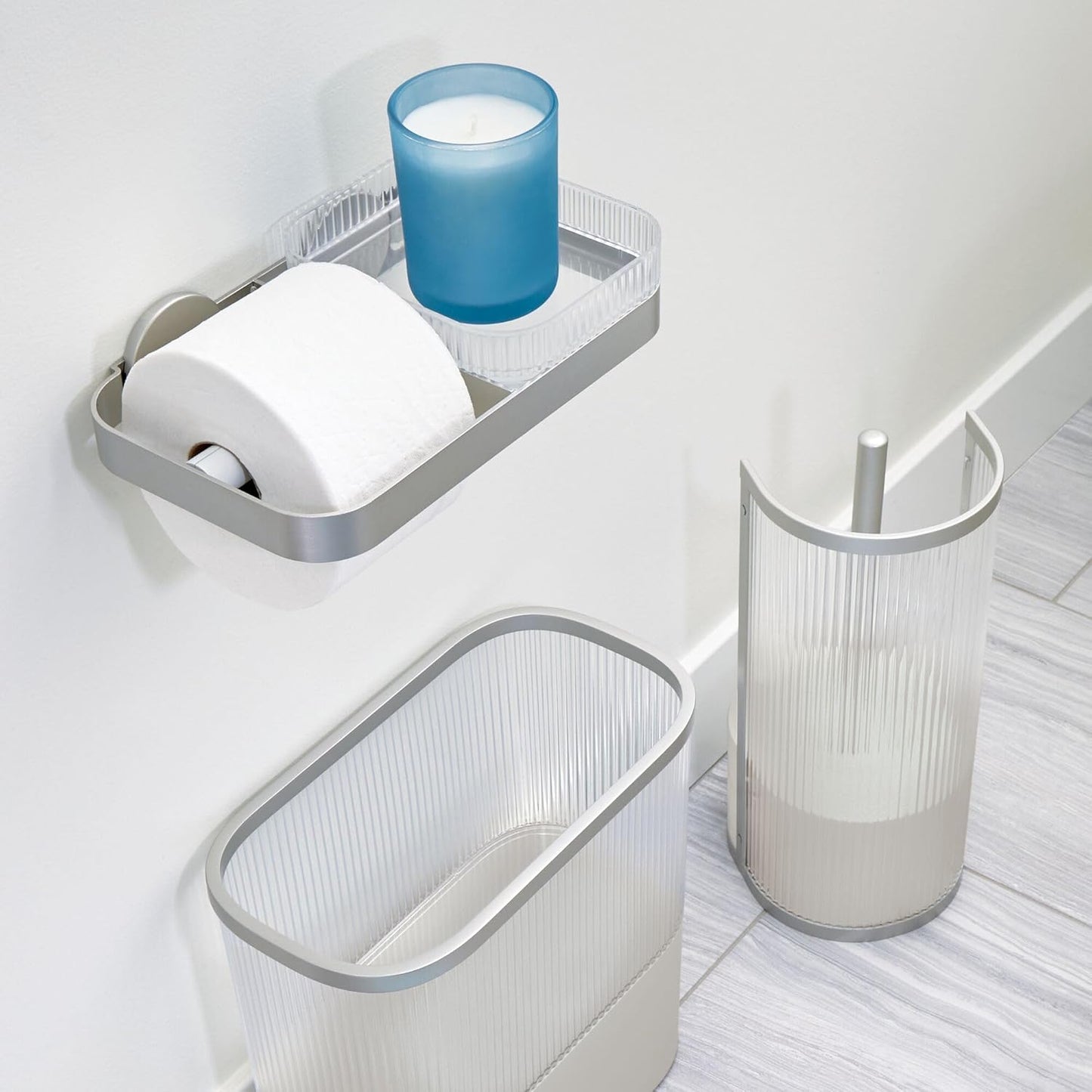 Fluted Wall - Mount Tissue Holder With Shelf