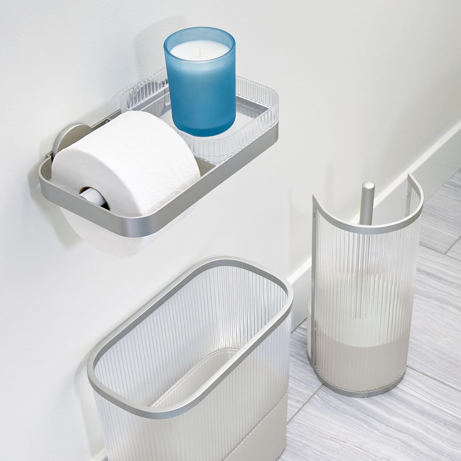 Fluted Wall - Mount Tissue Holder With Shelf