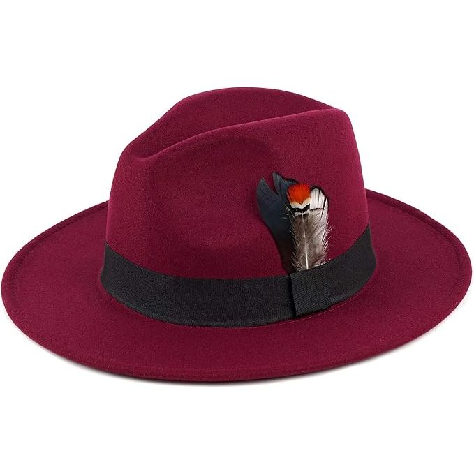 Wide Brim Pimp Hat- Burgundy