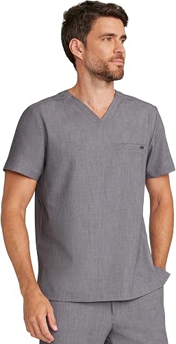 Top de cuello en V gris jaspeado