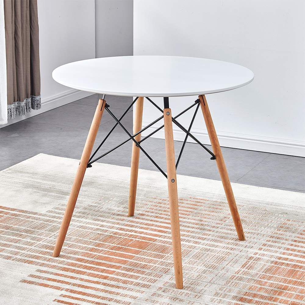 Modern Minimalist Small Round Table Casual Business White