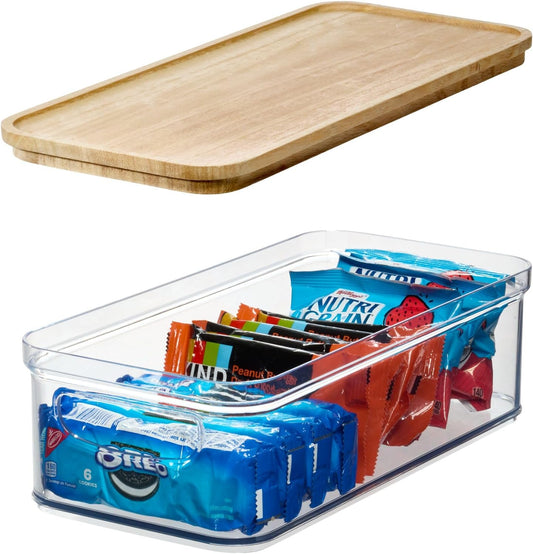 Crisp 6 x 12.5 Bin with Wood Lid Clear/Natural