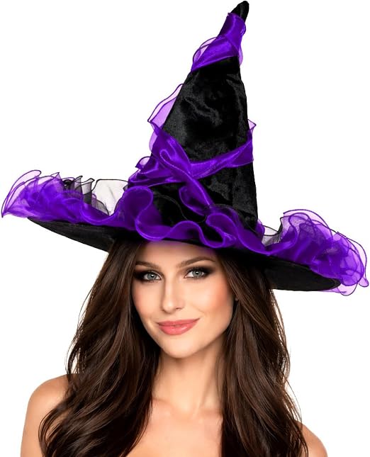 Witch Hat with Chiffon Trim Purple