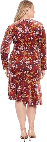 Pompeian Red/Deep Mauve Dress (Plus Size) - London Times