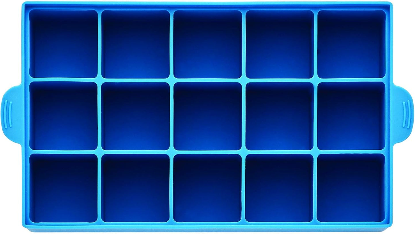 Pro Silicone Ice Cube Trays with Lid, 4-Piece, Blue