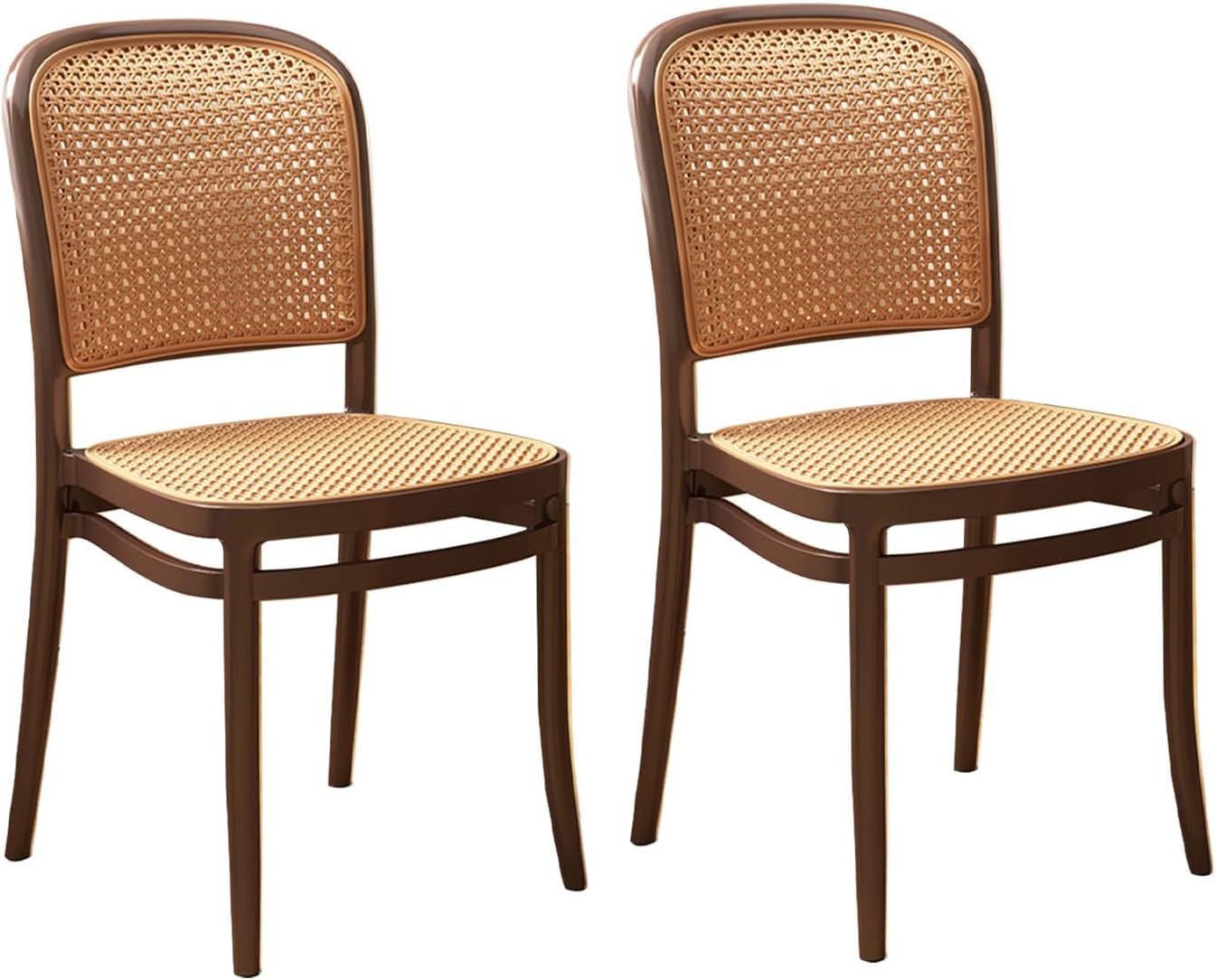 Commercial Rattan -Style Stackable Plastic Dining Chair Brown