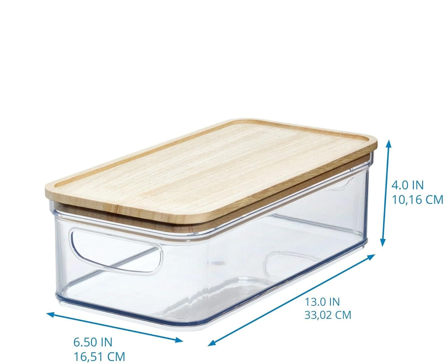 Crisp 6 x 12.5 Bin with Wood Lid Clear/Natural