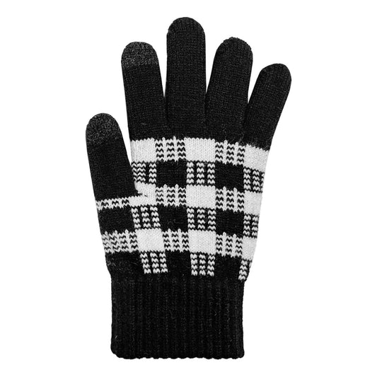 PLAID TOUCHSCREEN STRETCH GLOVE WHITE