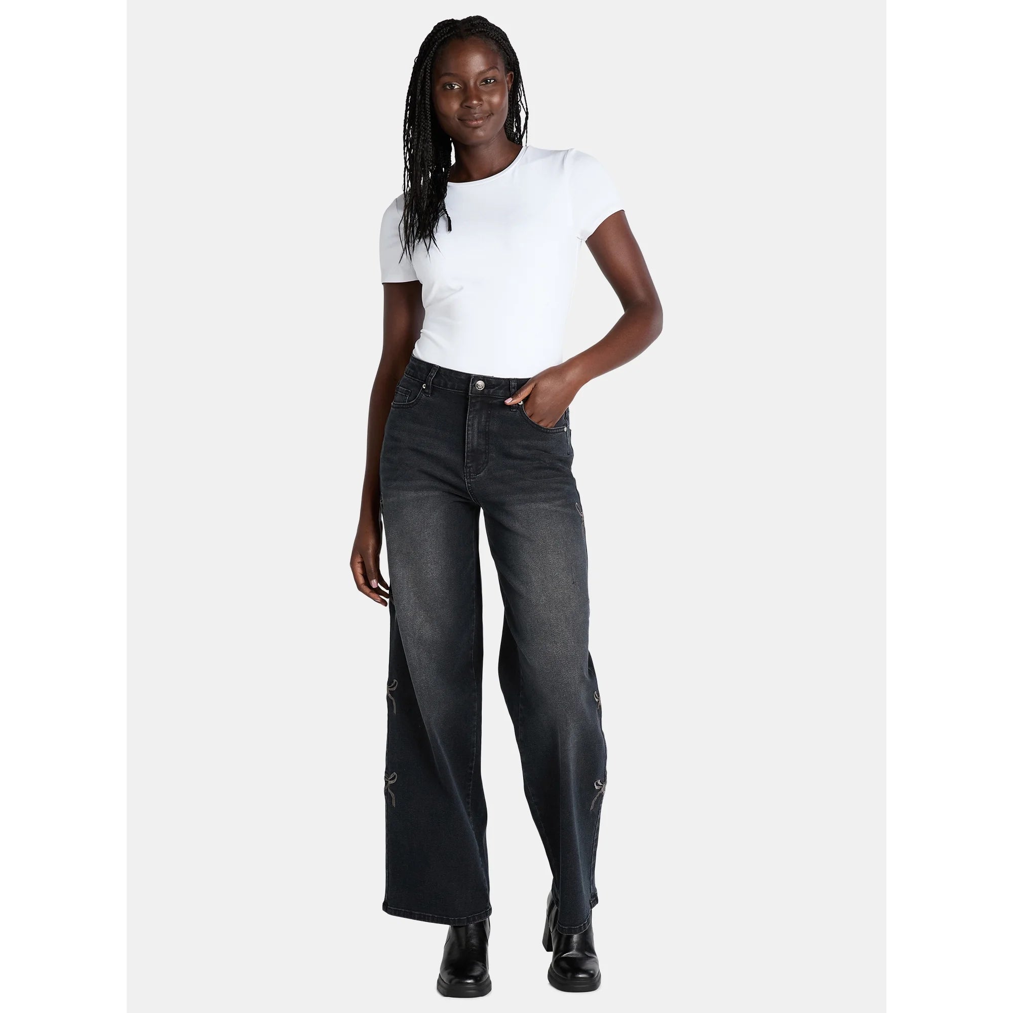 Pant Bow Embroidery Ultra White/Black