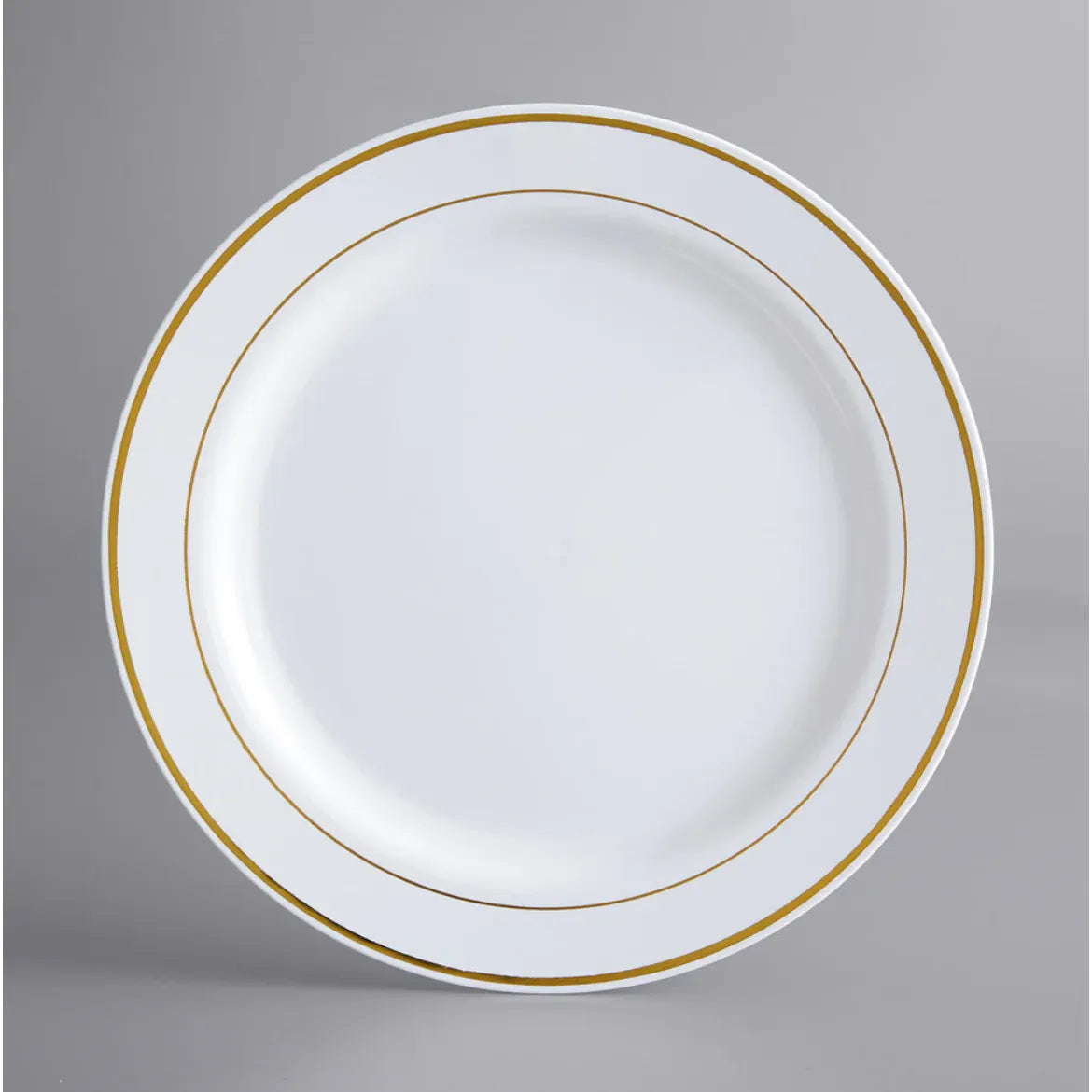 9" WHITE PLATE W/ GOLD HOT STAMP - 50CT
