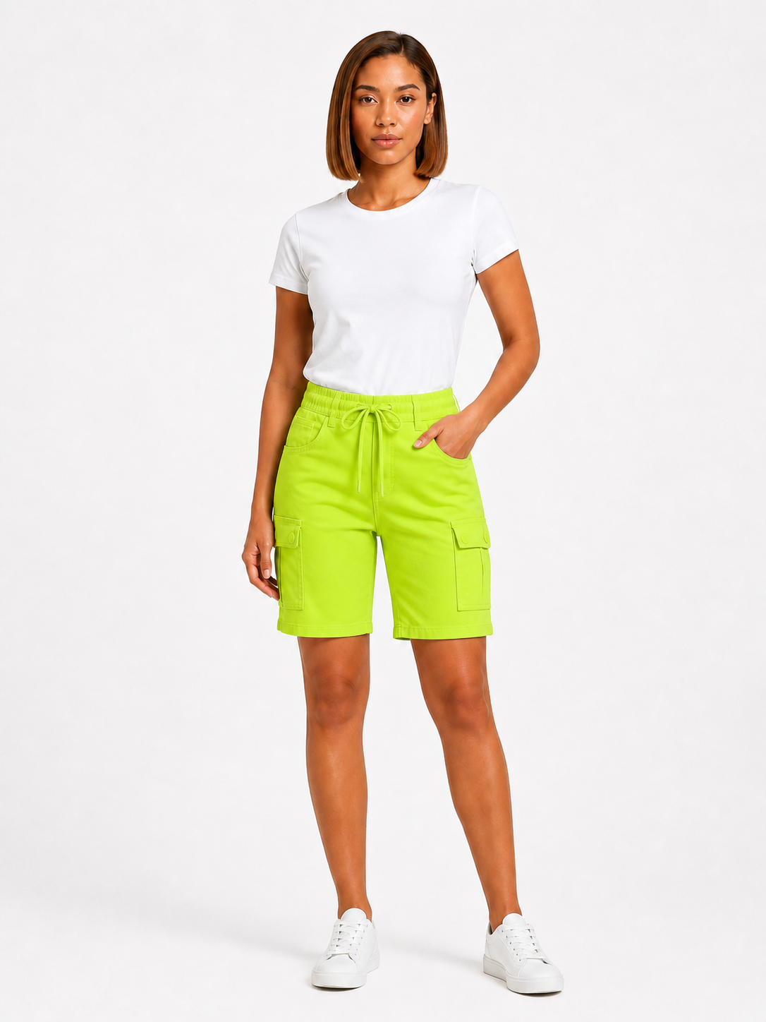 H- Strech Cargo Bermuda Lime