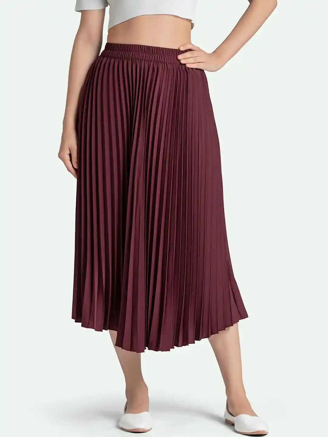Ladies Solid 36" Pleated Skirt Purple - Liz & Lilli