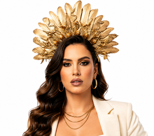 Deluxe Gold Feather Medusa Headband