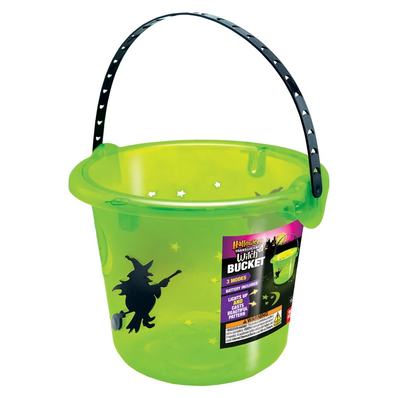 Halloween Translucent Witch LED Bucket Witch Green